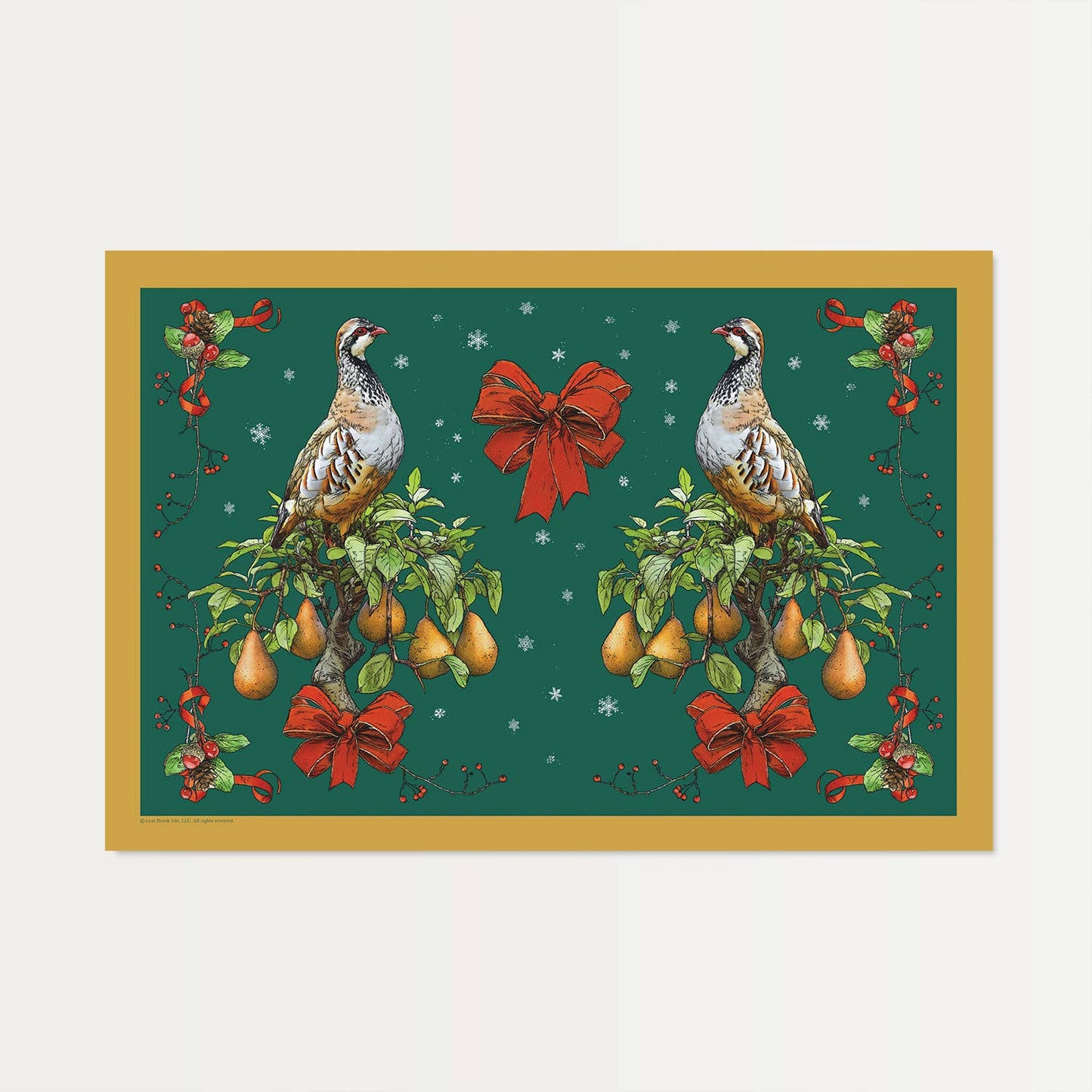Partridge Holiday Paper Placemats (Set of 12)