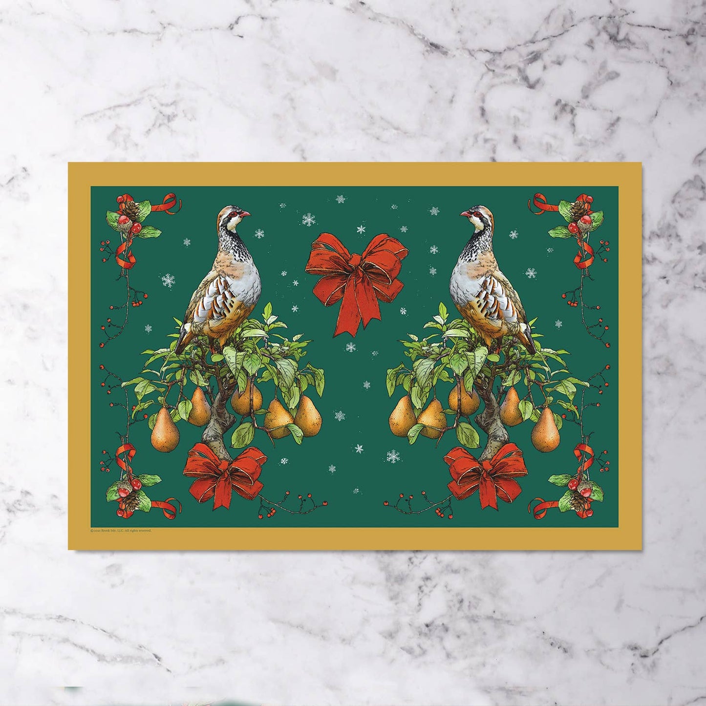 Partridge Holiday Paper Placemats (Set of 12)
