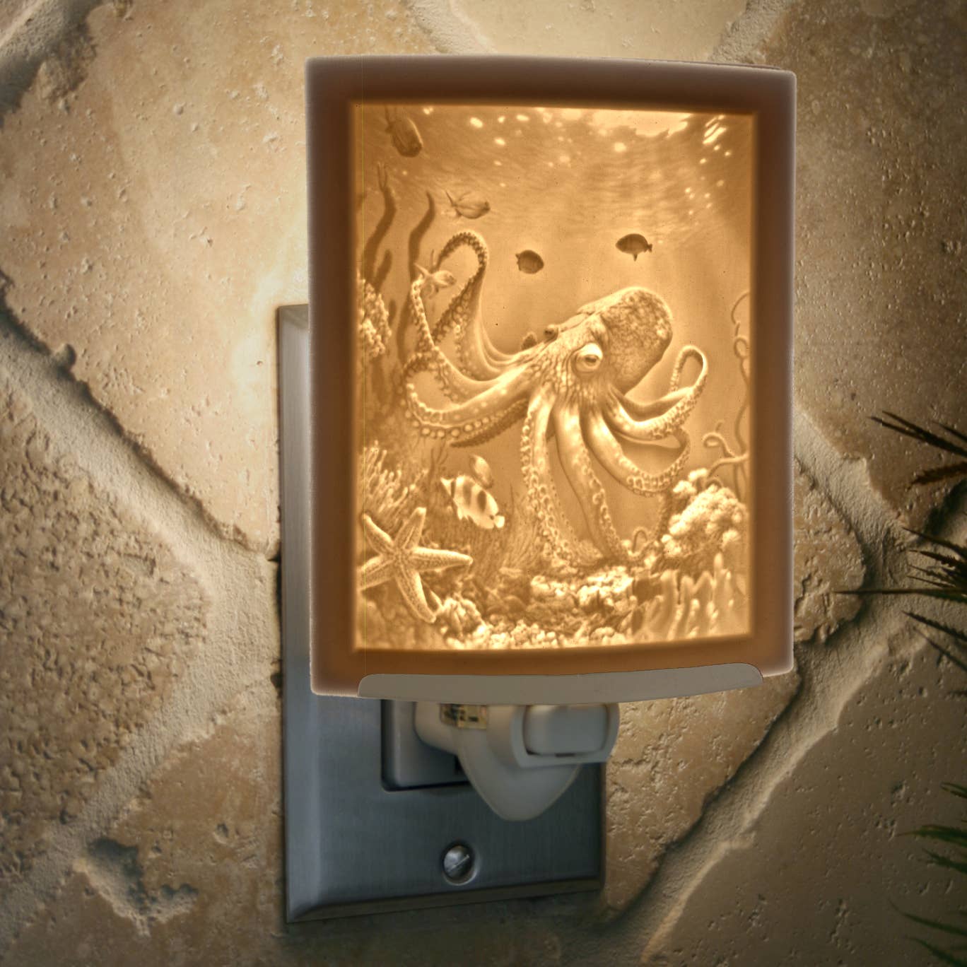 Octopus porcelain lithophane night light