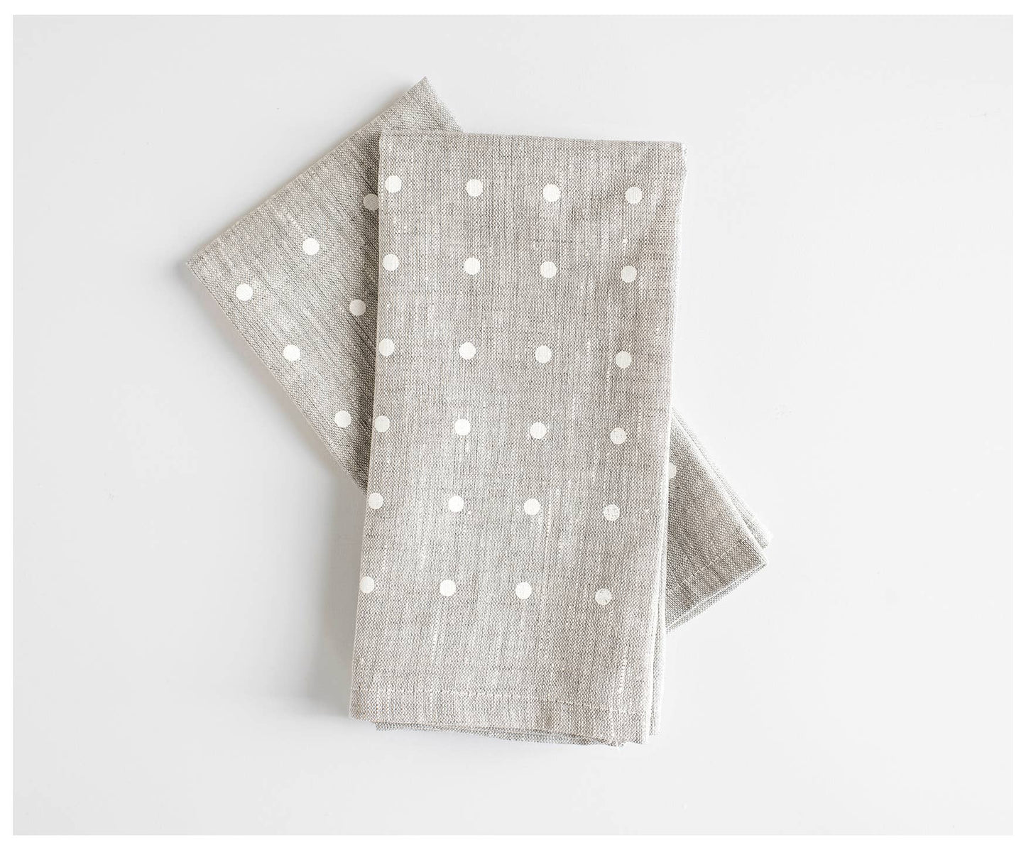 White Dots Linen Napkin -Set of 2-