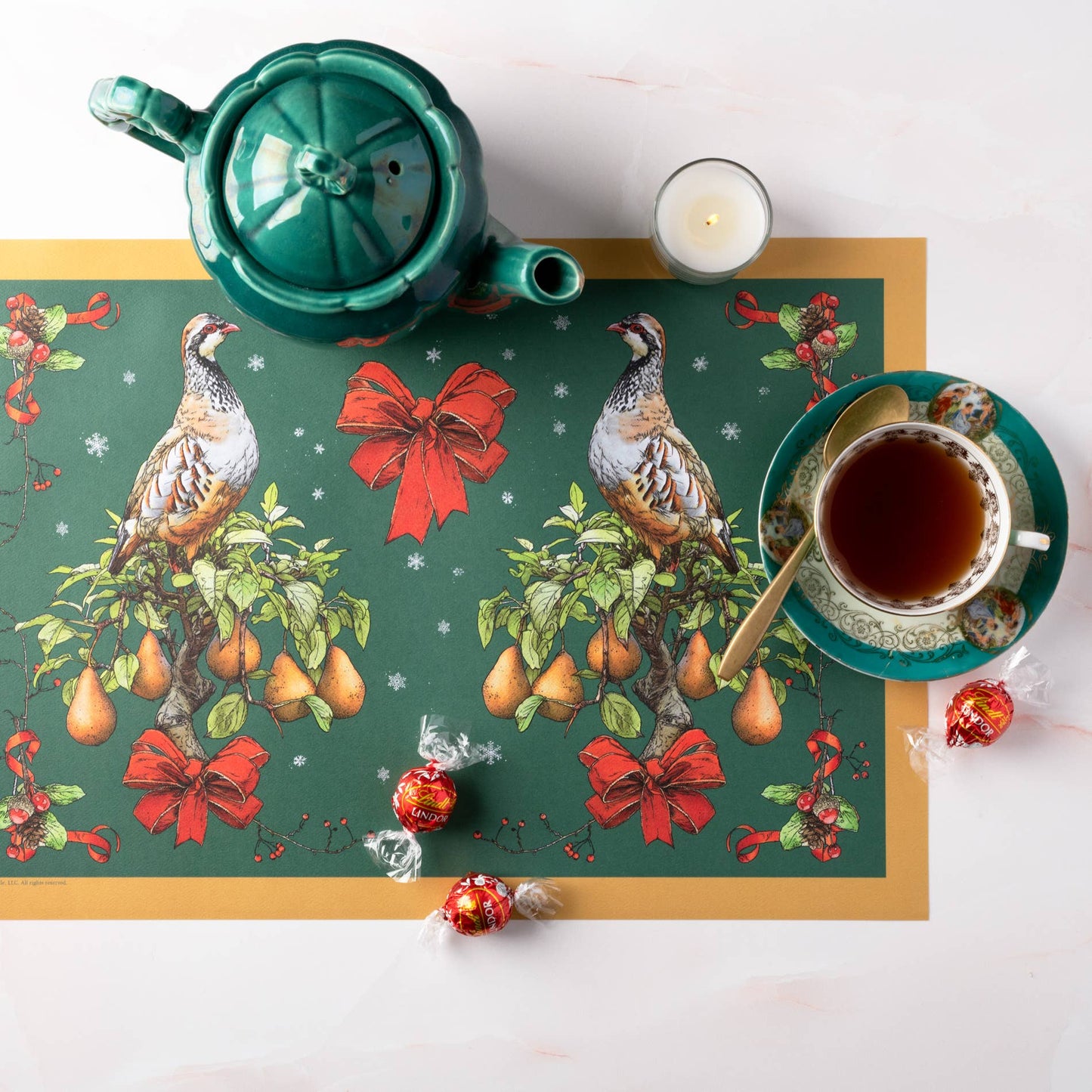 Partridge Holiday Paper Placemats (Set of 12)