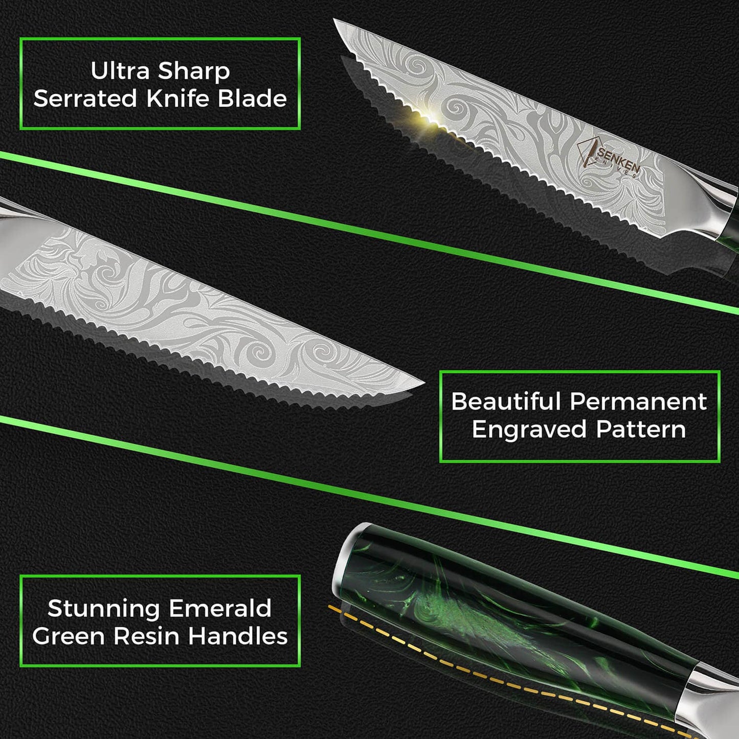 "Wasabi" High Carbon Steel Steak Knife Set with Gift Box