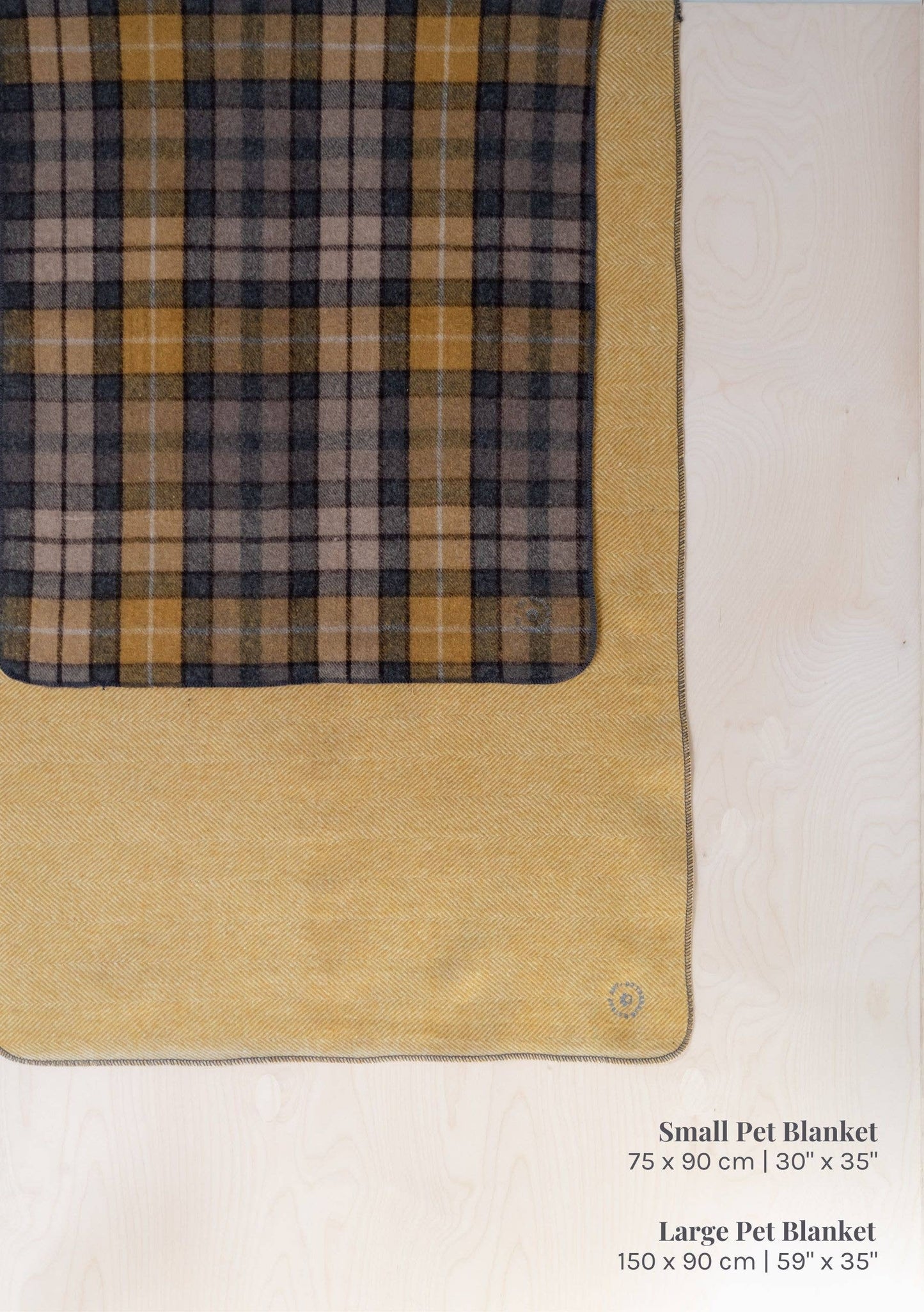 Recycled Wool Small Pet Blanket in Olive Herringbone