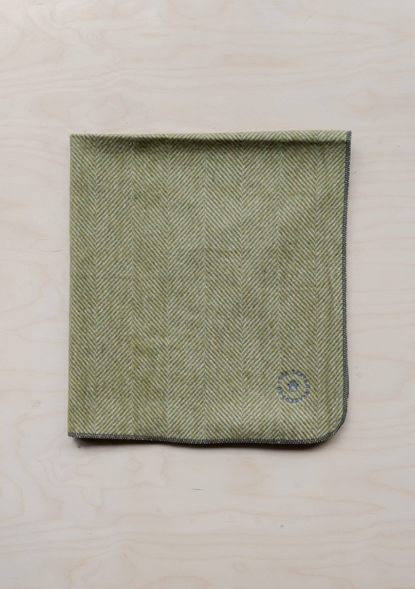 Recycled Wool Small Pet Blanket in Olive Herringbone