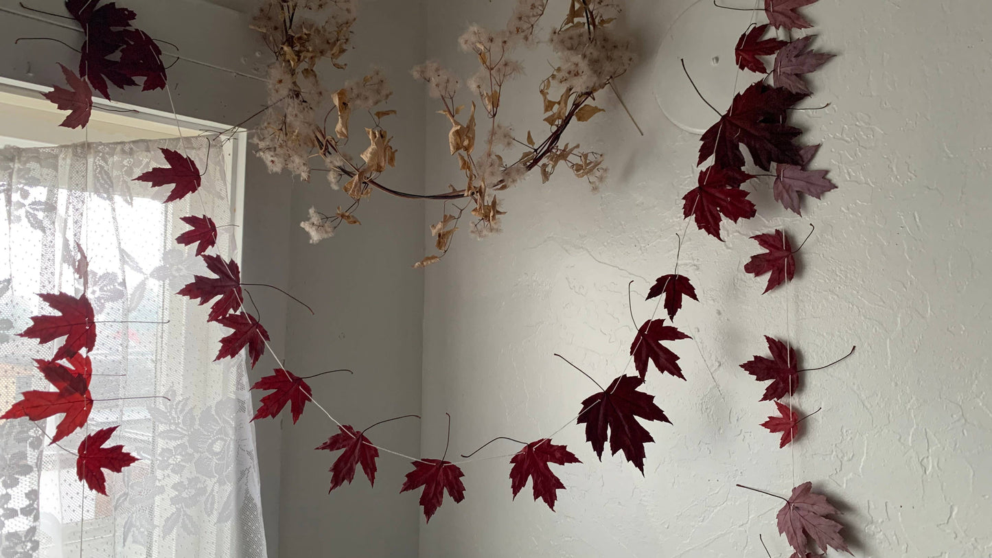 Dried Silver Maple Leaf Garland - Cottage Decor