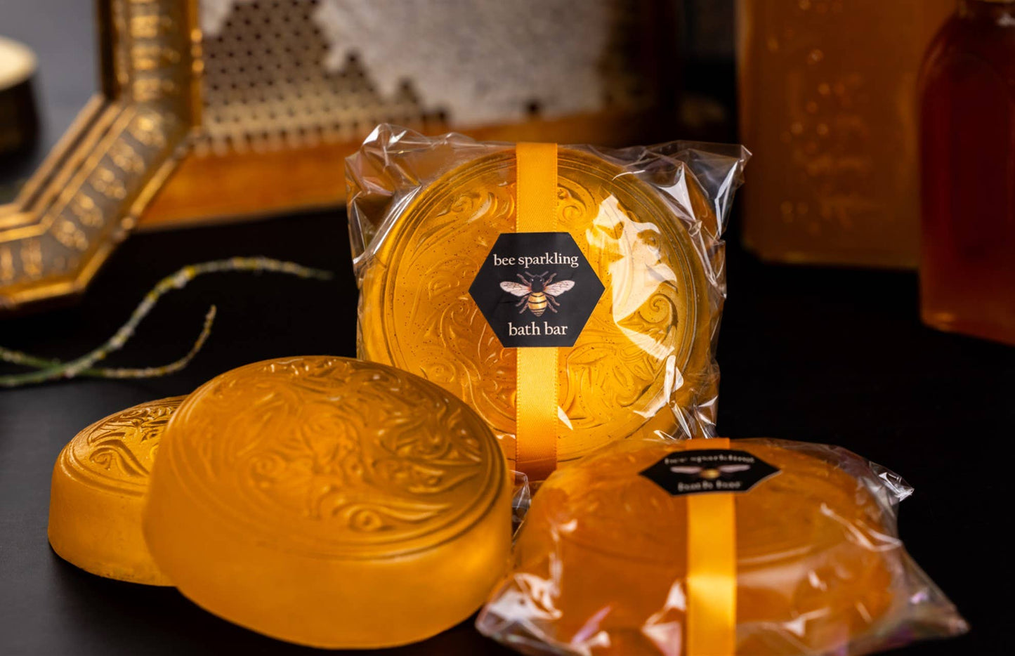 Bee Sparkling Bath Bar - Honey glycerin soap. Large for bath