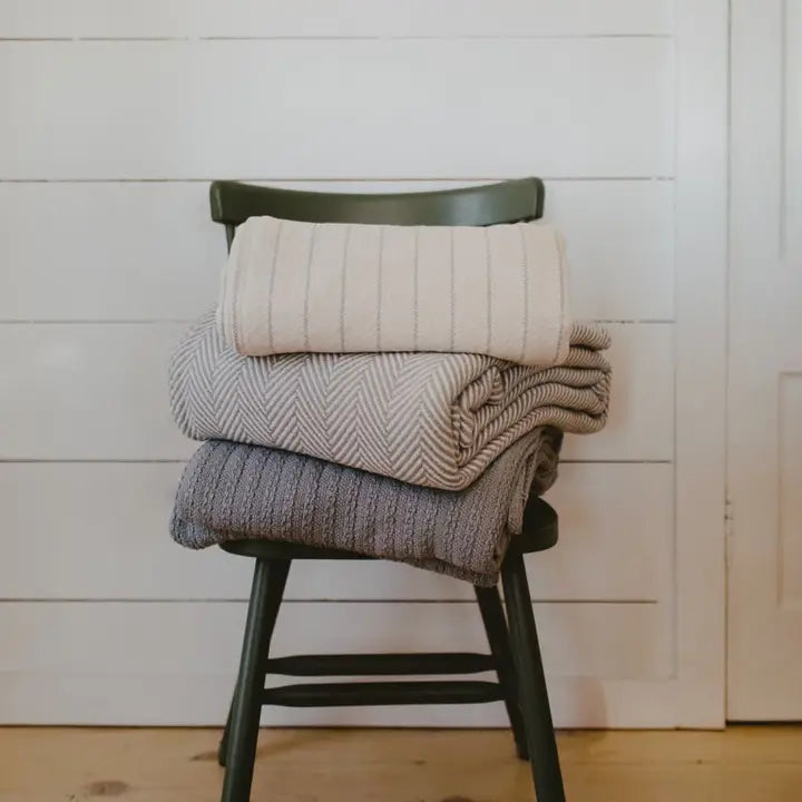 Evangeline - Pinstripe Cotton Bed Blanket